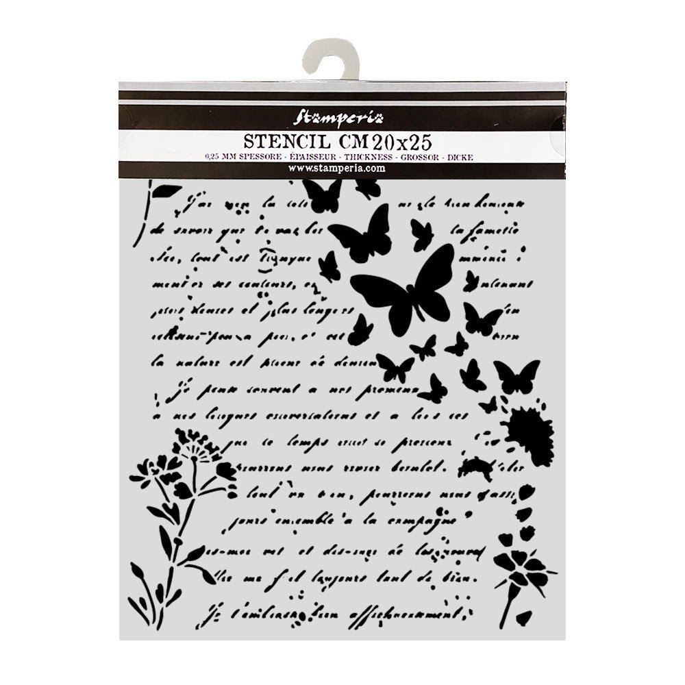 Stencil Flowers and Poems lettere e farfalle