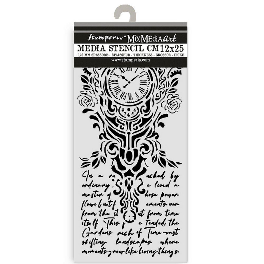 Stencil Gardens of Time orologio e scritte