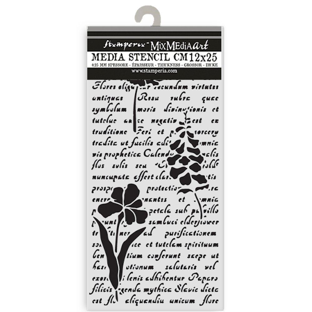Stencil Herbarium Silvae lettera con fiori
