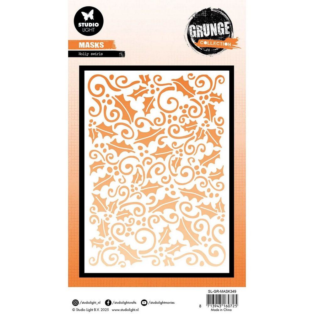 Stencil Holly Swirls Grunge Collection