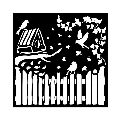 Stencil House of Roses staccionata e uccellini