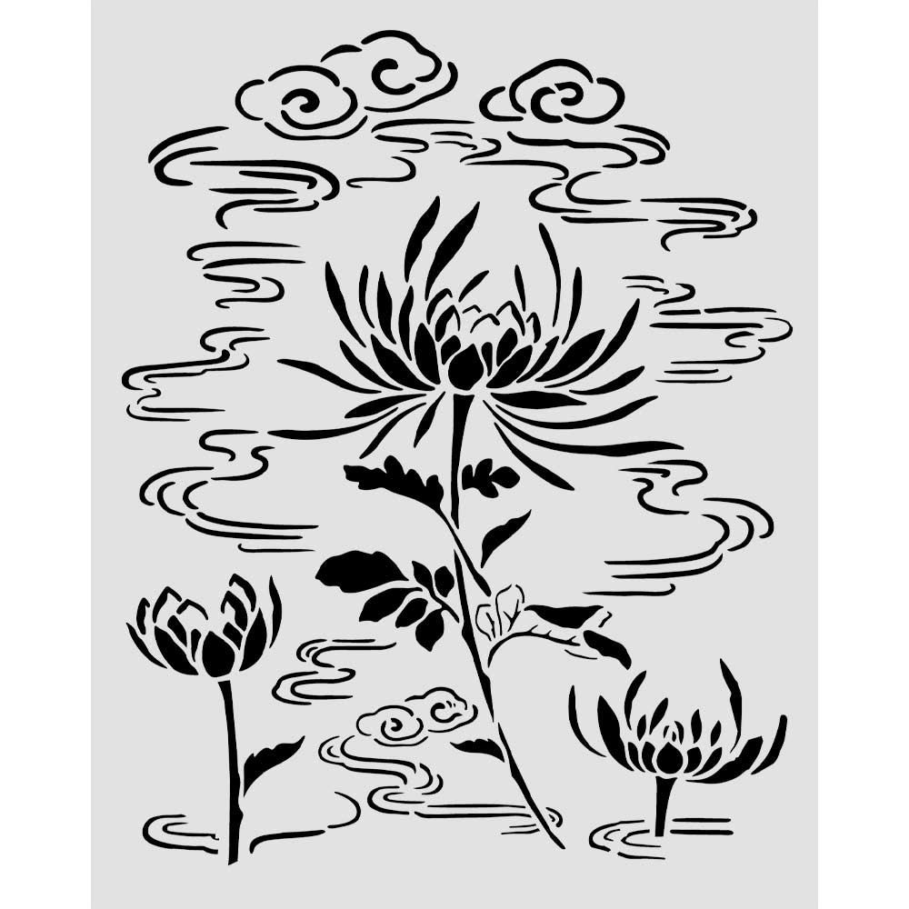 Stencil Oriental Garden fiore di loto