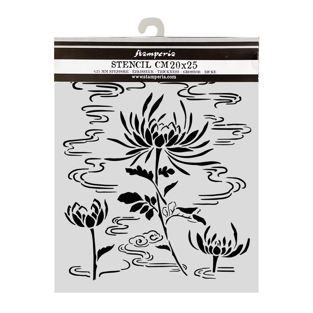 Stencil Oriental Garden fiore di loto