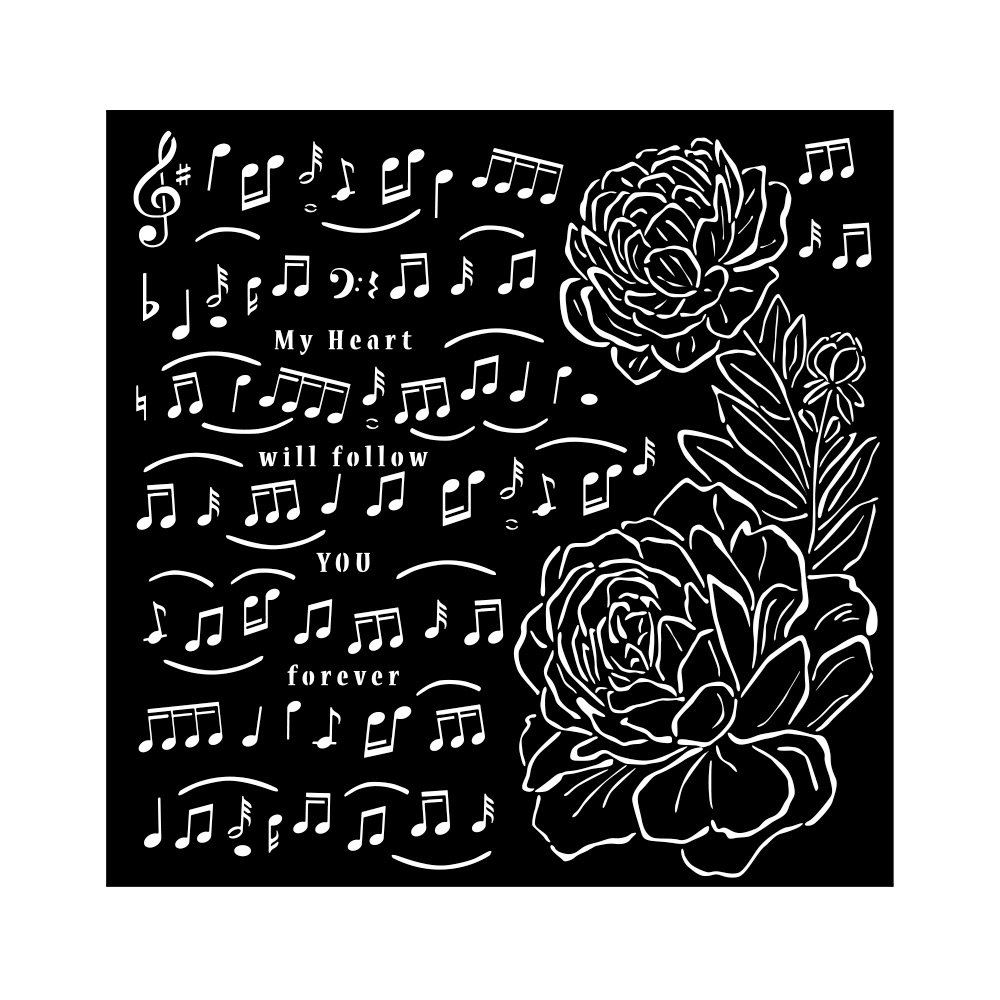 Stencil Precious musica e peonie