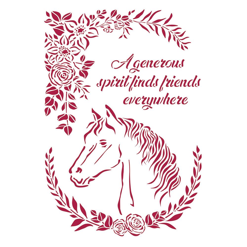 Stencil Romantic Horses cavallo con fiori
