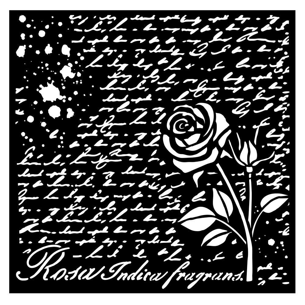 Stencil Rose Parfum Manoscritto con Rosa