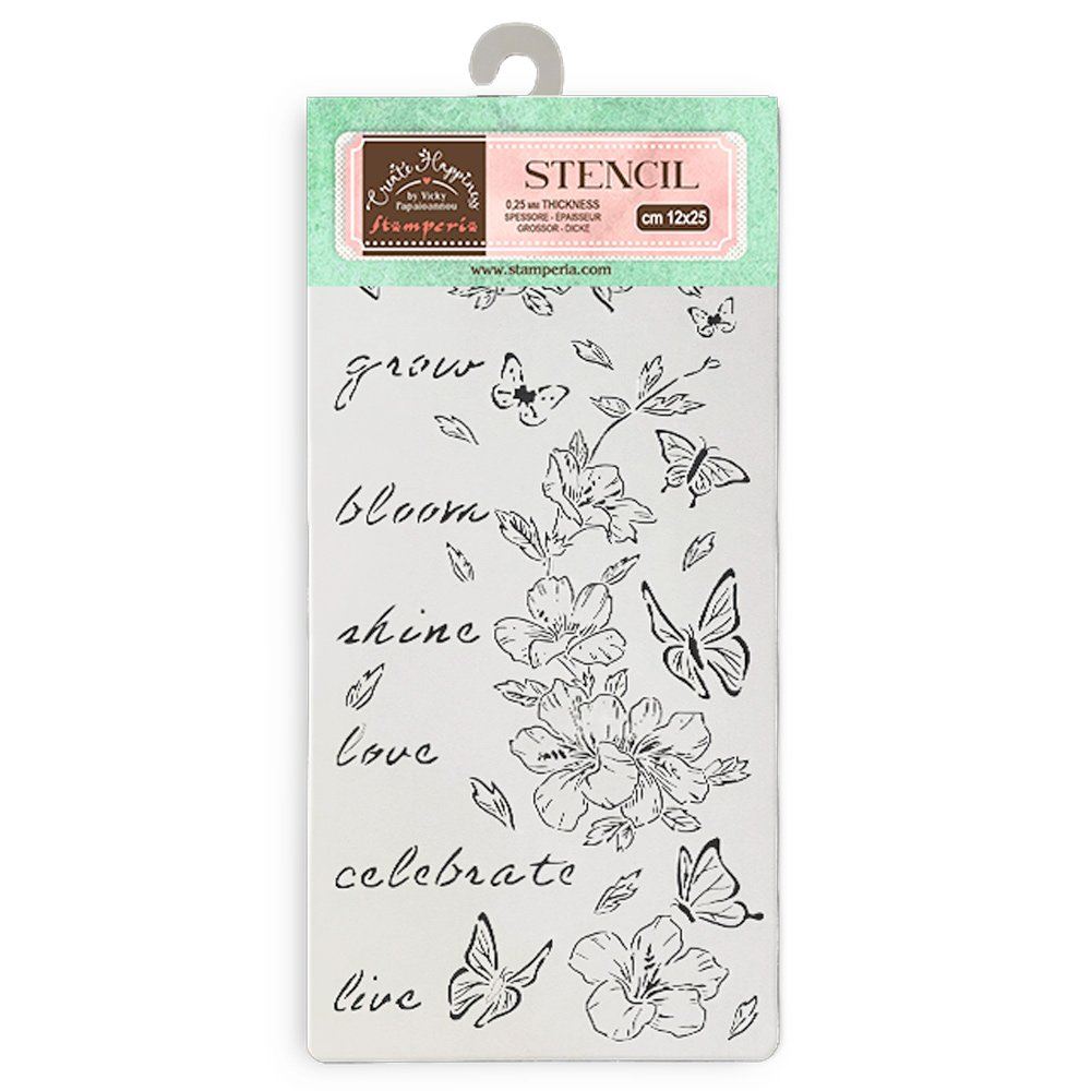 Stencil Secret Diary fiori e farfalla