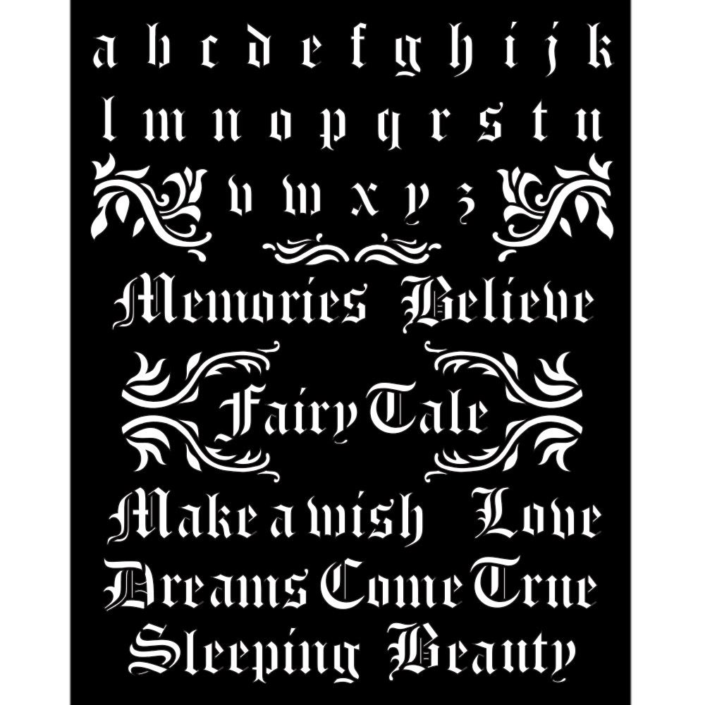 Stencil Sleeping Beauty alfabeto e scritte