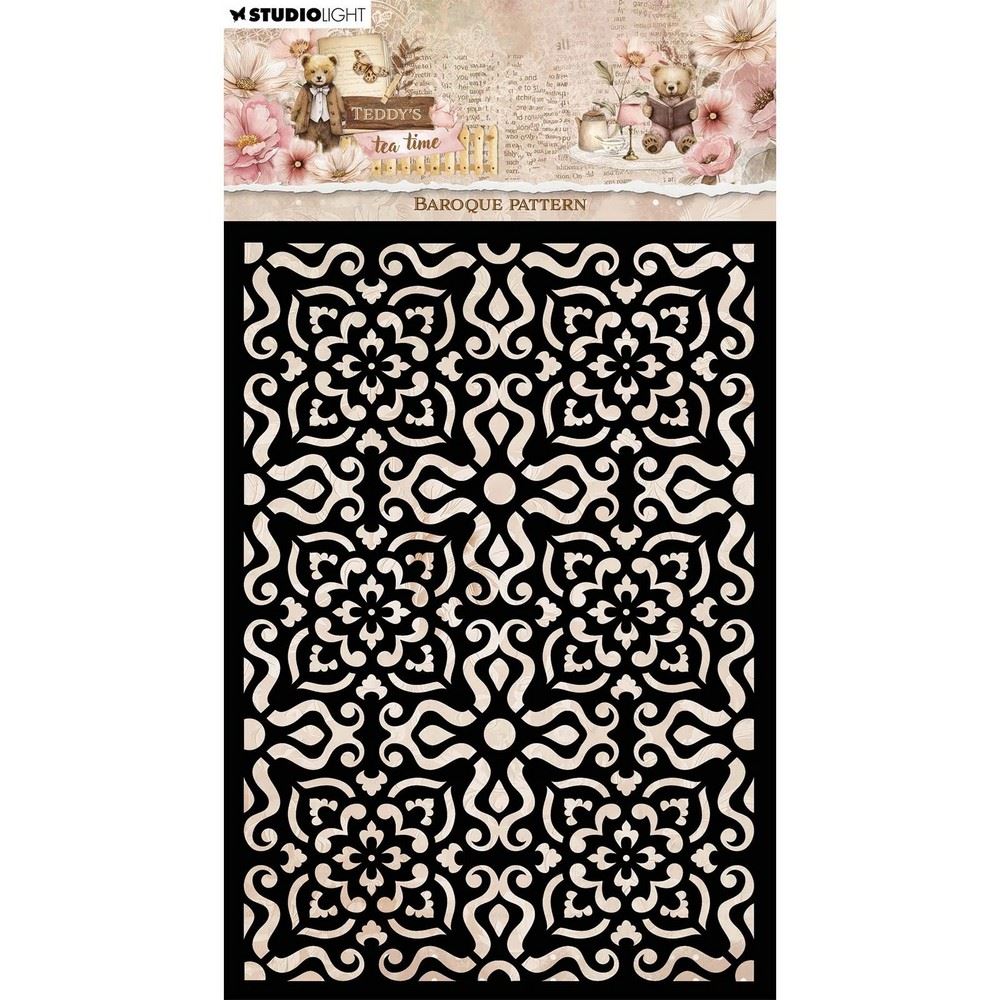 Stencil Teddy's Tea Time Mask Stencil Baroque pattern
