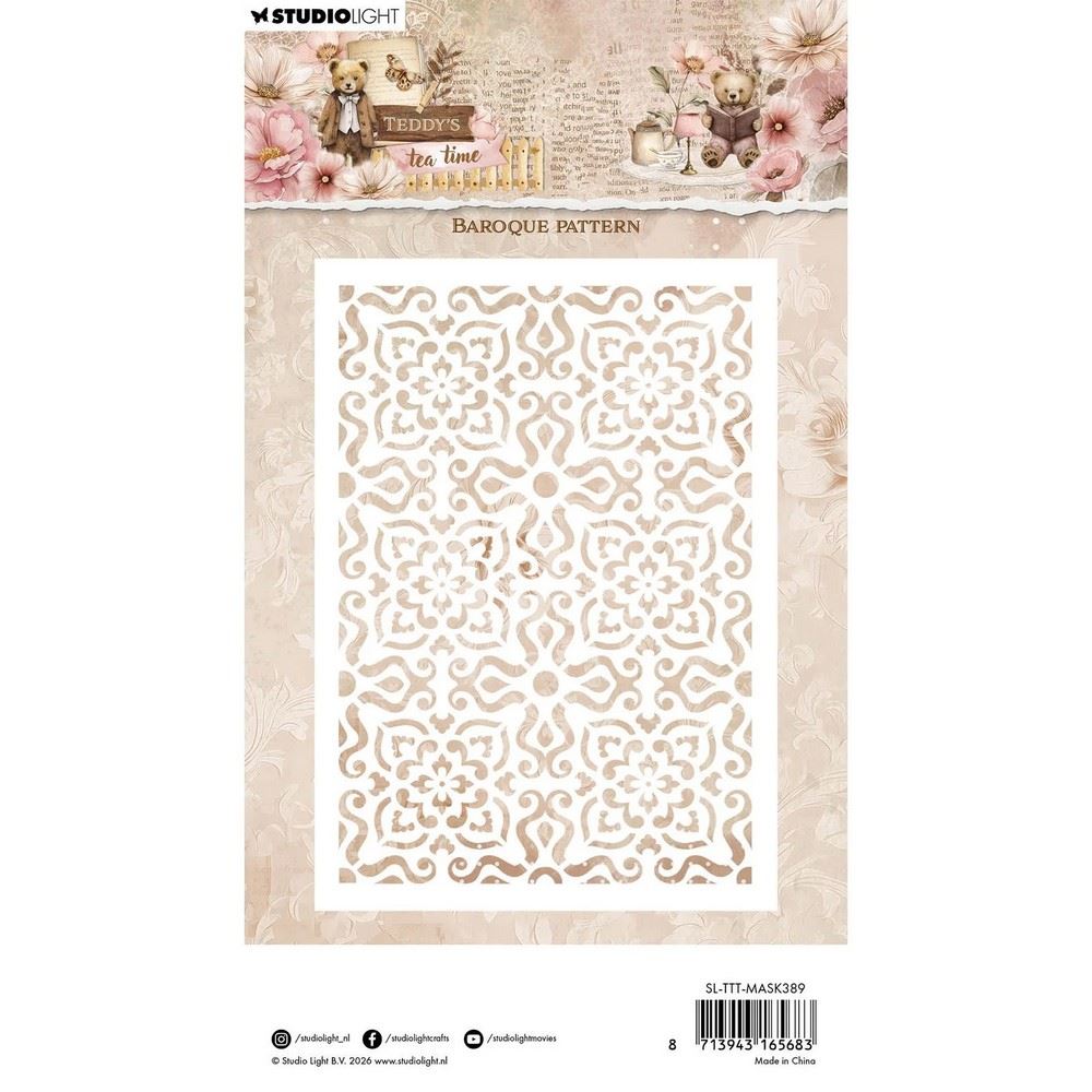 Stencil Teddy's Tea Time Mask Stencil Baroque pattern