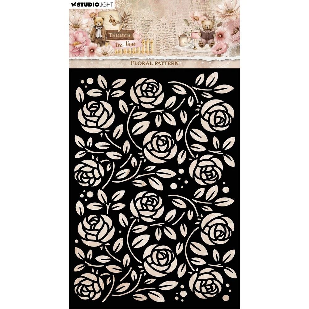 Stencil Teddy's Tea Time Mask Stencil Floral pattern