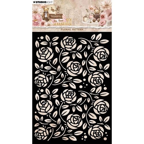 Stencil Teddy's Tea Time Mask Stencil Floral pattern