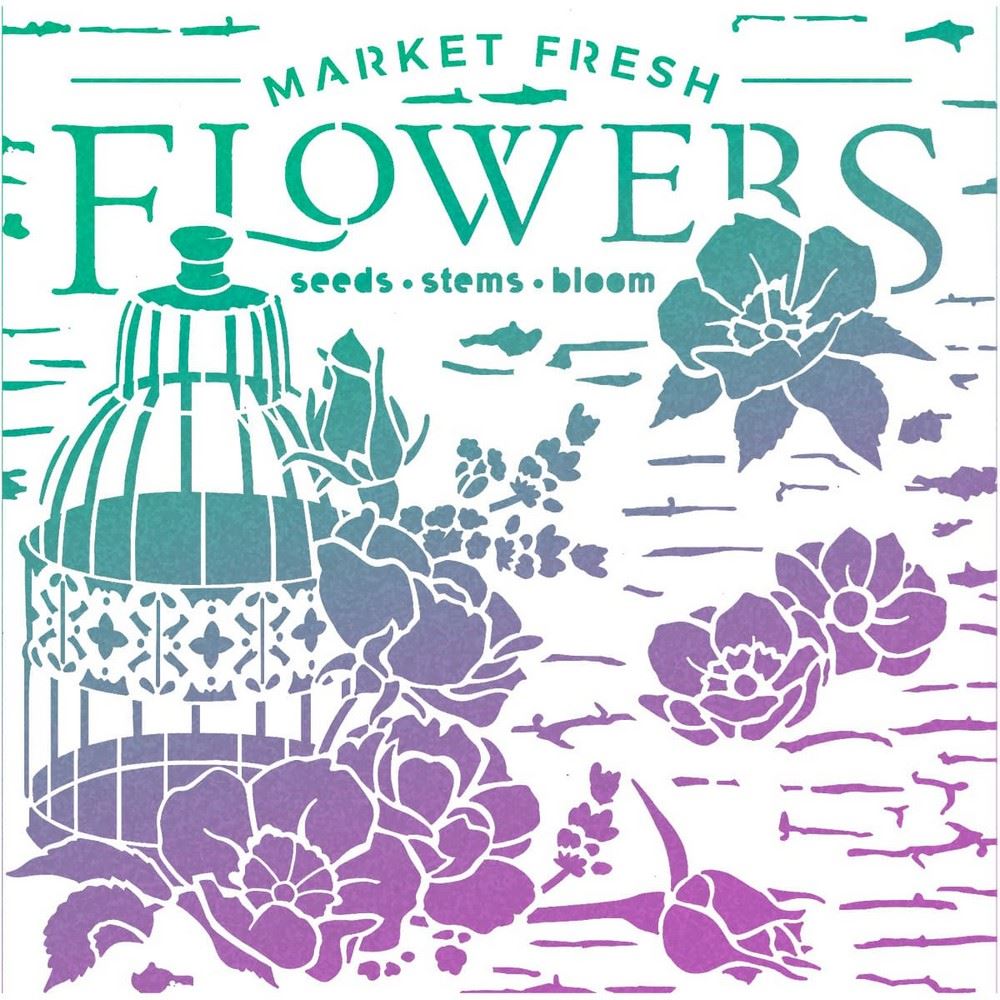 Stencil Texture Market Fresh Flowers