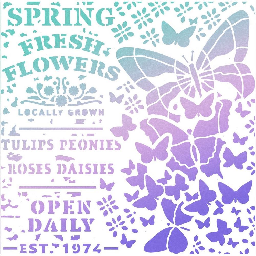Stencil Texture Spring Fresh Flowers