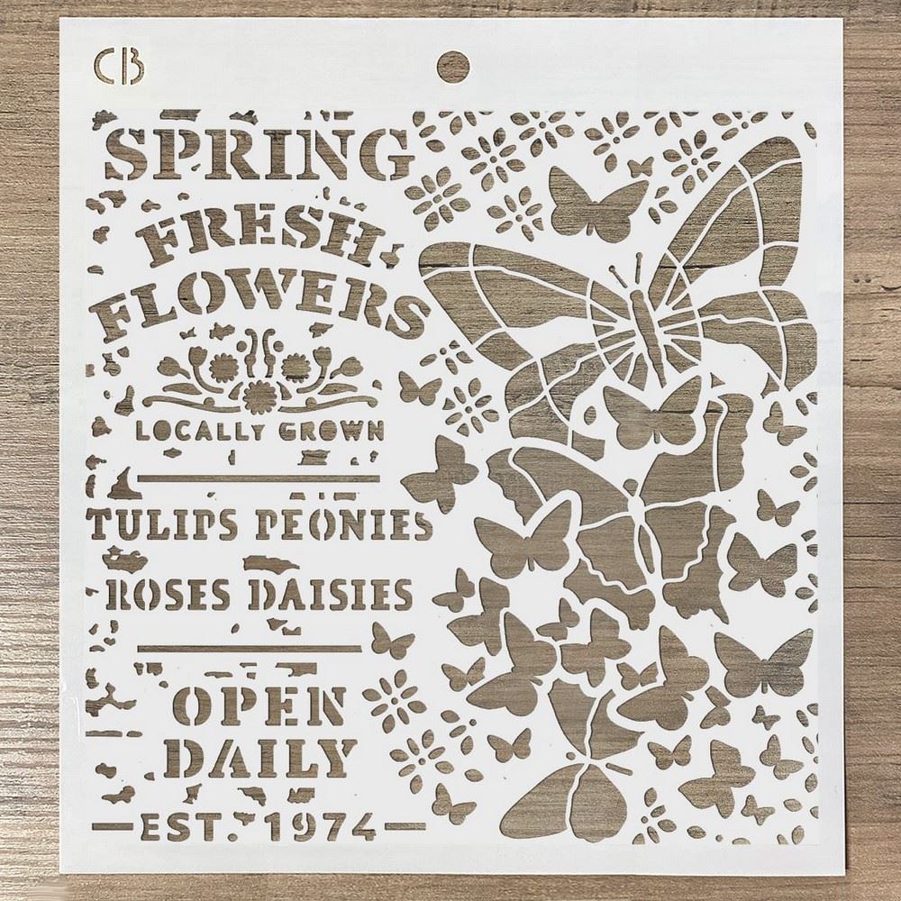 Stencil Texture Spring Fresh Flowers