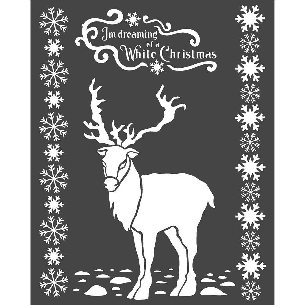 Stencil White Christmas renna