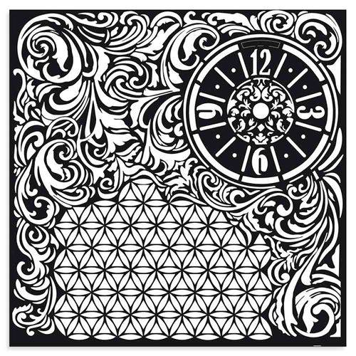 Stencil spesso Orologio e Texture cm 30 x 30