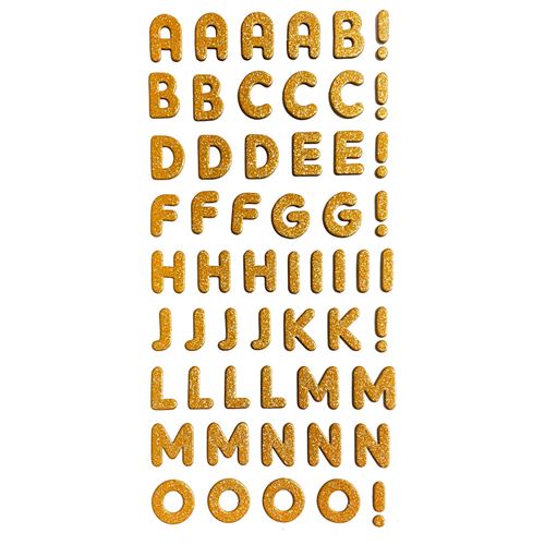 Stickers Christmas Alphabet Gold Glitter