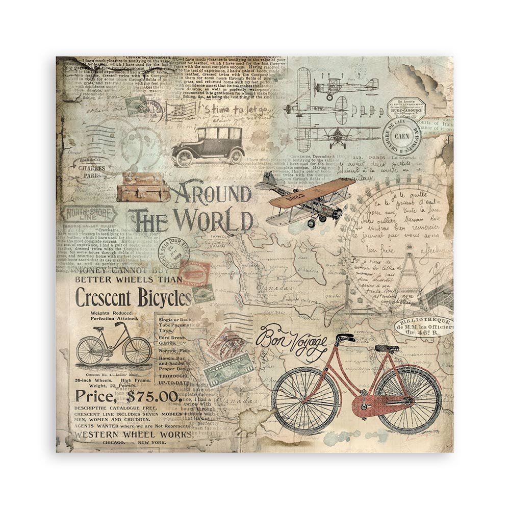 Confezione Da 4 Fogli Di Tessuto Per Patchwork E Cucito Creativo - 30x30 Cm - Tema 'Around The World' - 2