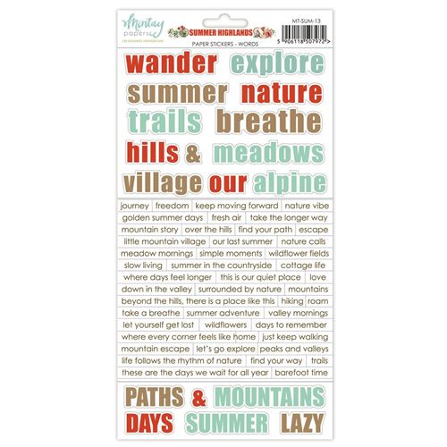 Summer Highlands Paper Stickers Words