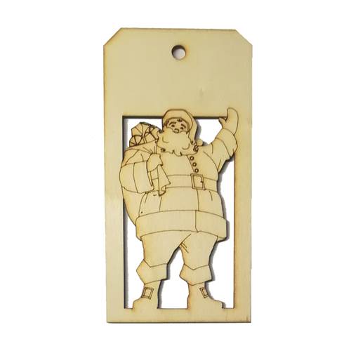 Tag in legno con Babbo Natale