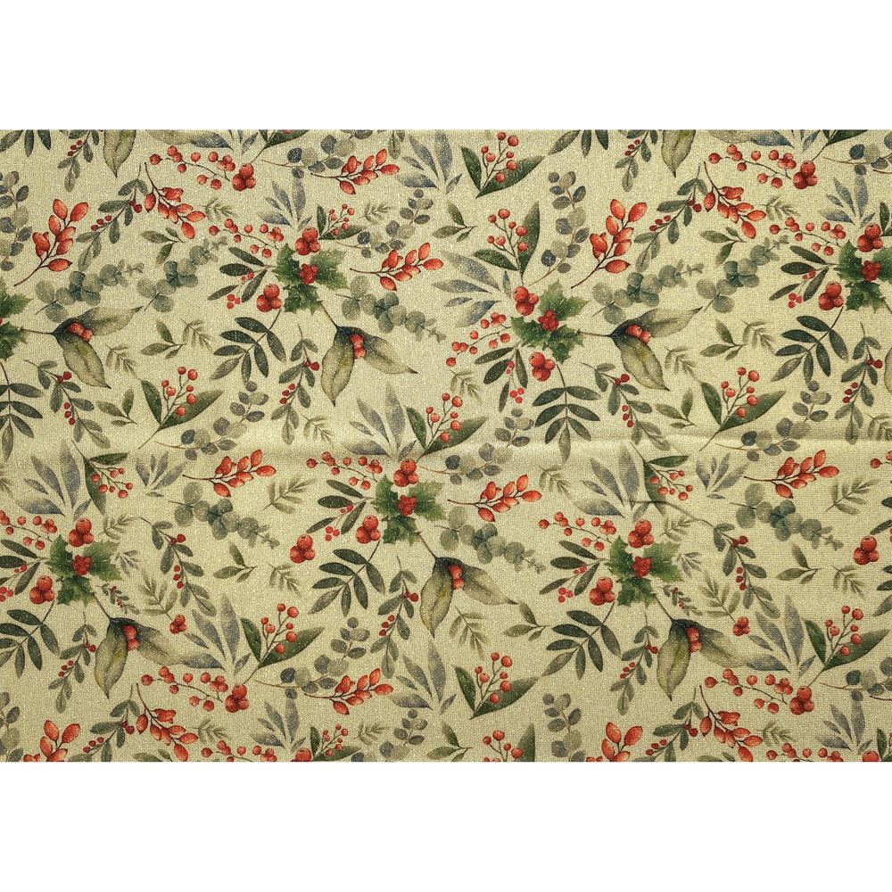 Tessuto Brilly Lurex Bacche Rosse cm 35 x 50