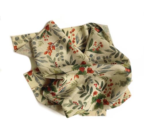 Tessuto Brilly Lurex Bacche Rosse cm 35 x 50