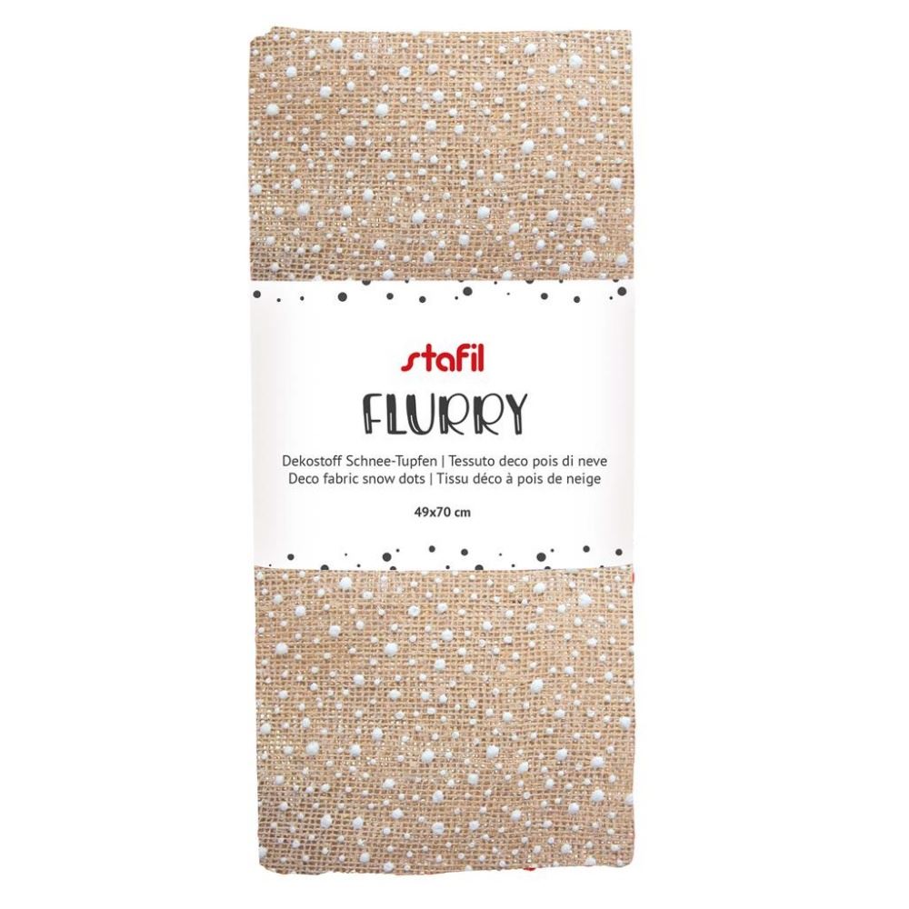 Tessuto Flurry Beige con pois bianchi