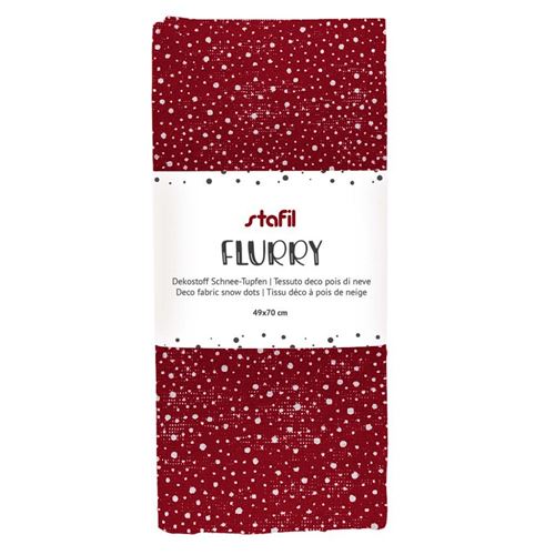 Tessuto Flurry Rosso con pois bianchi