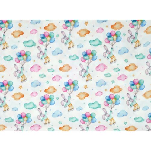 Tessuto Interlock Stampato Coniglio e Palloncini