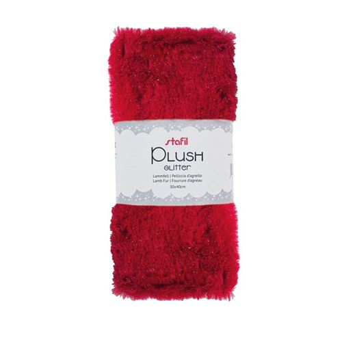 Tessuto Peluche Rosso con Lurex Plush Glitter