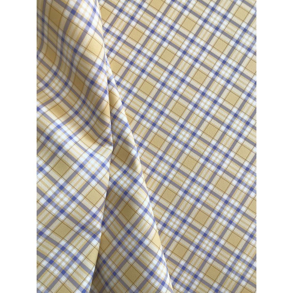 Tessuto Similpelle Tartan Summer Giallo