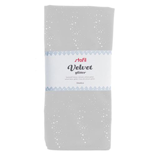 Tessuto Velluto Bianco con Glitter argento