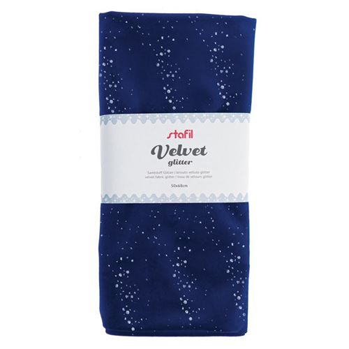 Tessuto Velluto Blu con Glitter argento