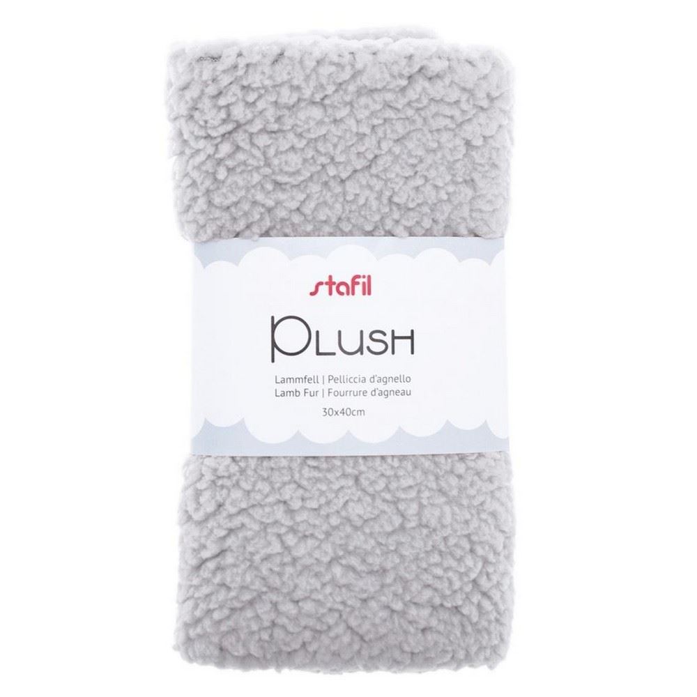 Tessuto pelliccia d'agnello Plush Grigio Chiaro cm 30 x 40