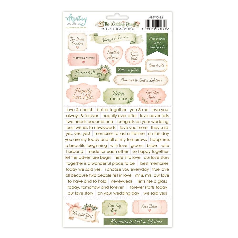 The Wedding Day Paper Stickers Words