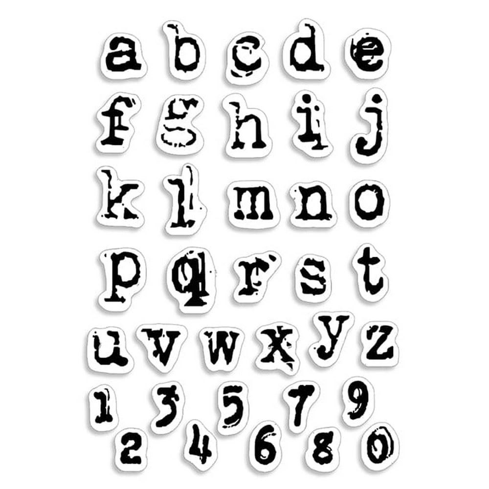 Timbri acrilici Alfabeto Minuscolo e Numeri Reporter Lowercase Alphabet