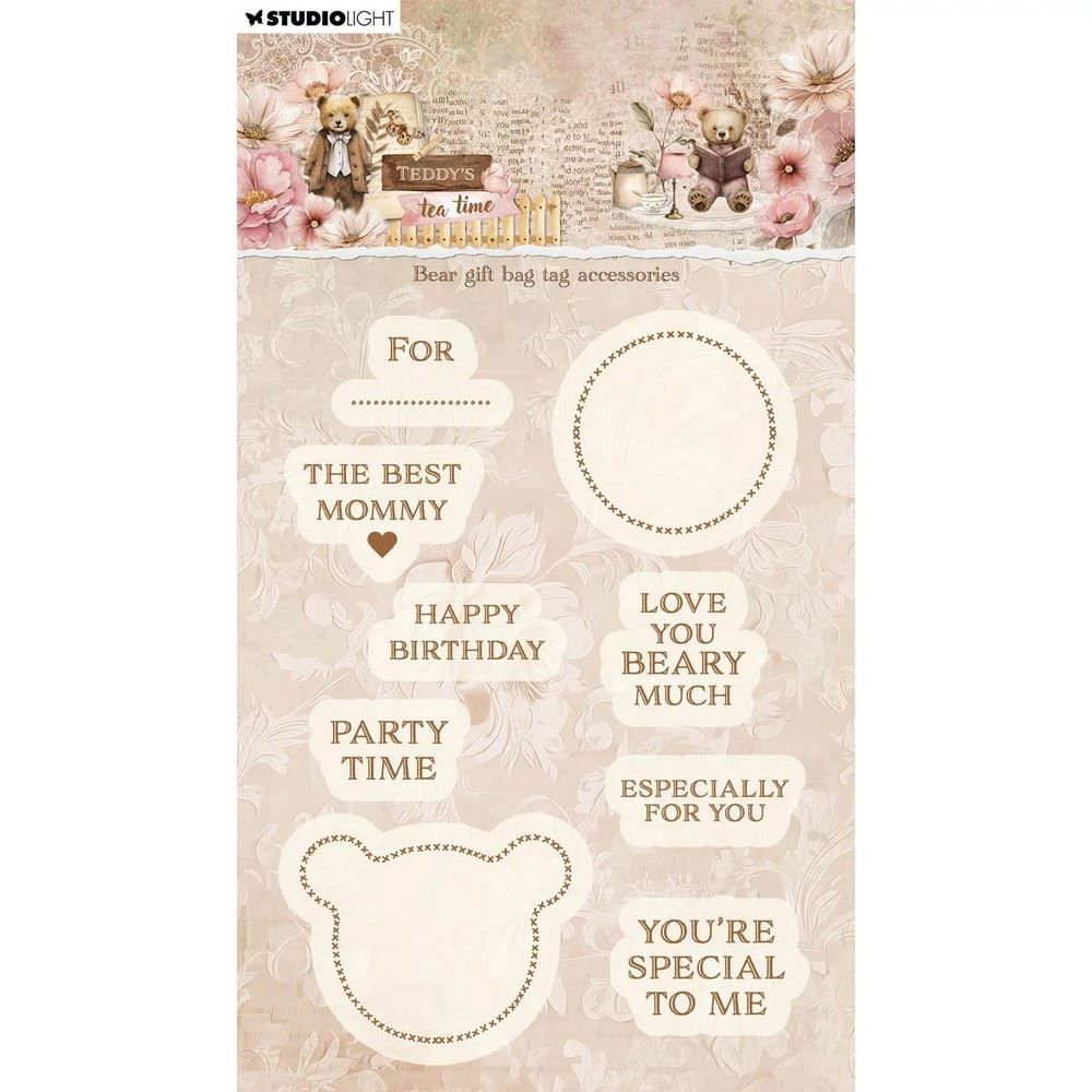 Timbri acrilici Teddy's Tea Time gift bag tag accesories