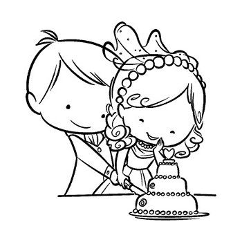 Timbro Sposini con torta