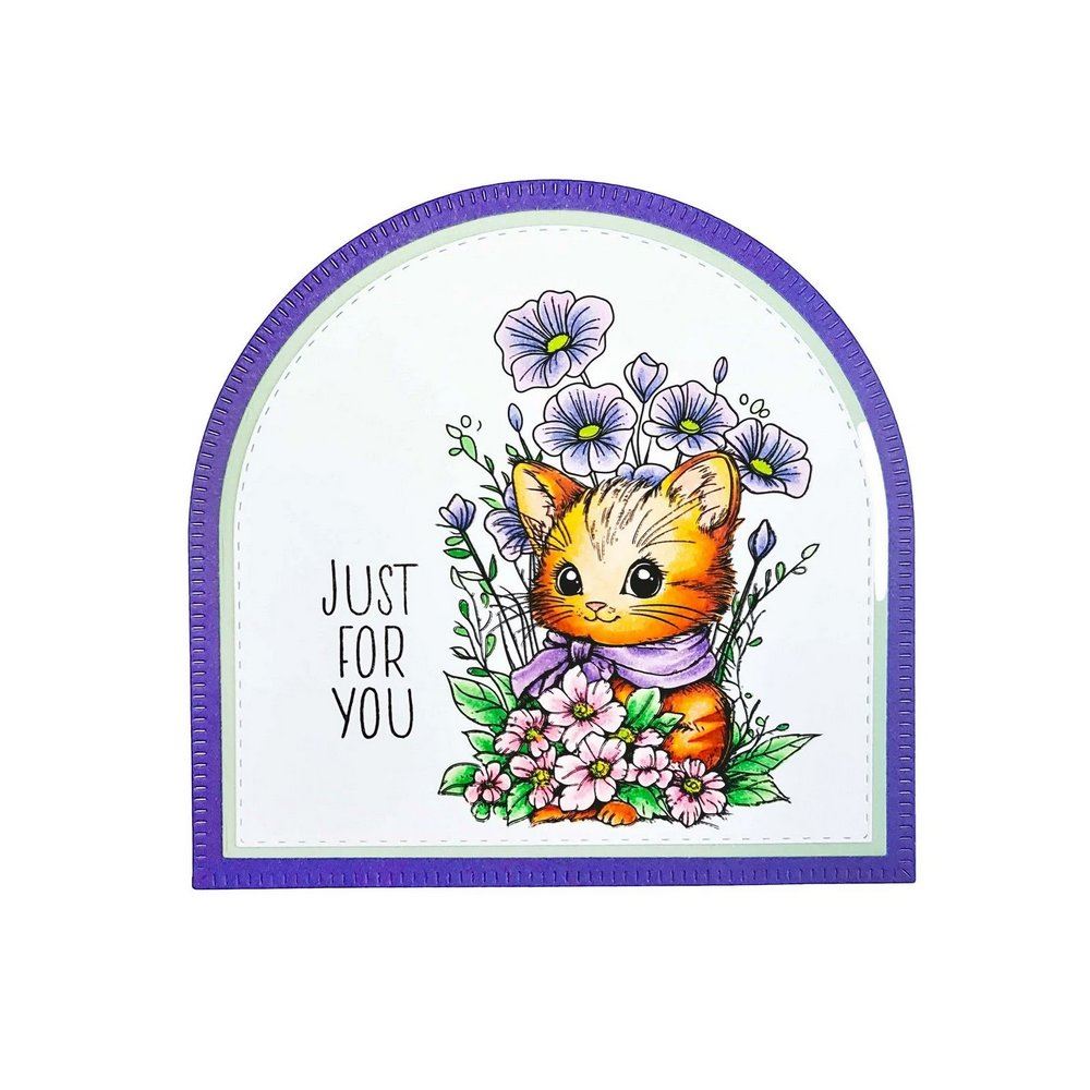 Timbro acrilico Gattino con fiori