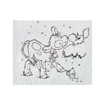 Timbro acrilico Mucca e scoiattolo