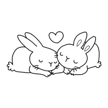 Timbro in legno Coniglietti innamorati