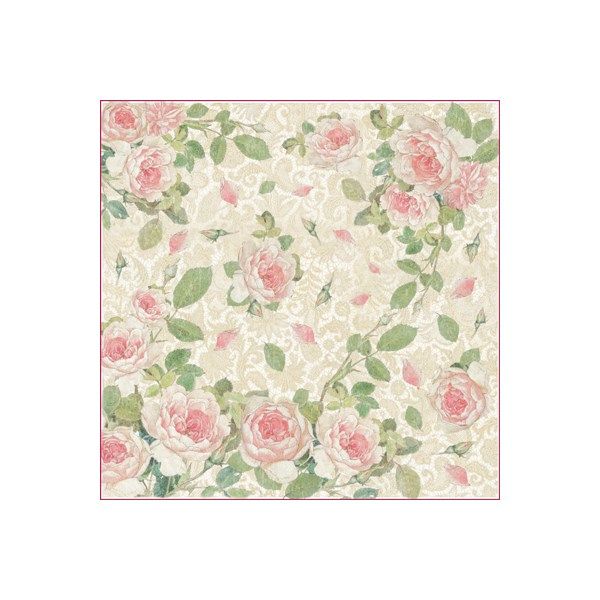 Tovagliolo carta di riso Rose con pizzo