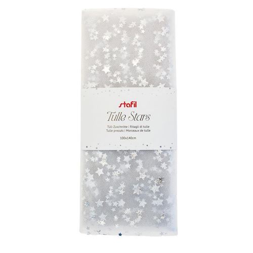 Tulle Stars Bianco stelline argento