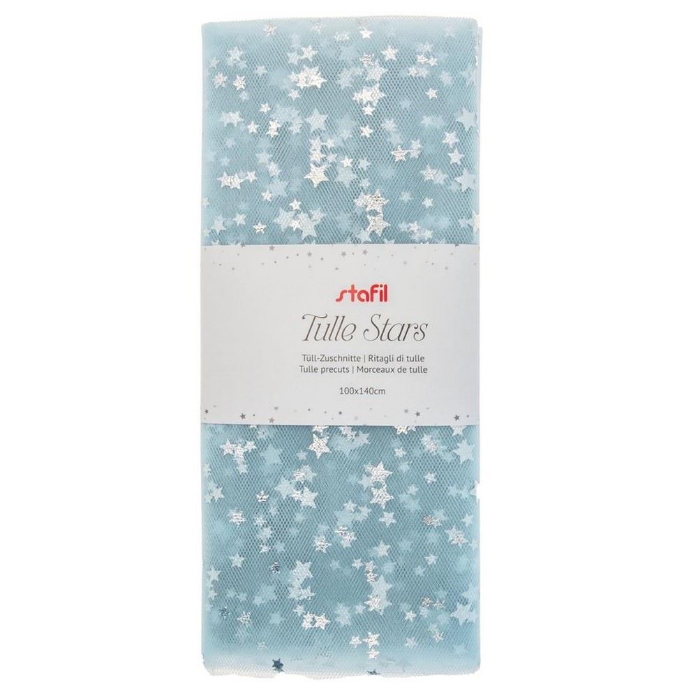 Tulle Stars Celeste stelline argento