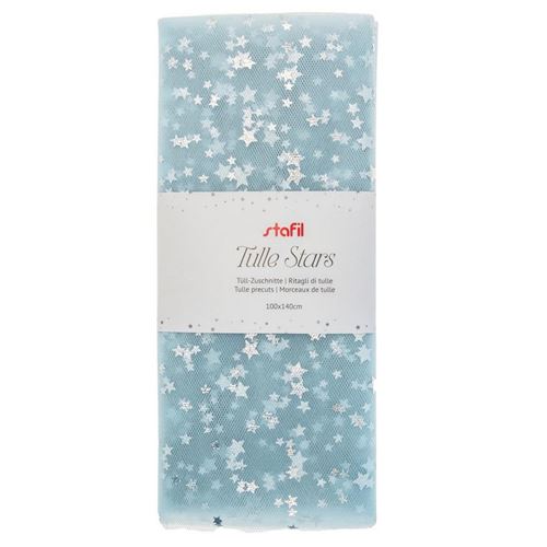 Tulle Stars Celeste stelline argento