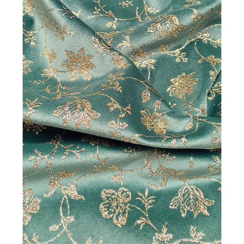 Velluto Glitter Broderie Acquamarina cm 50 x 70