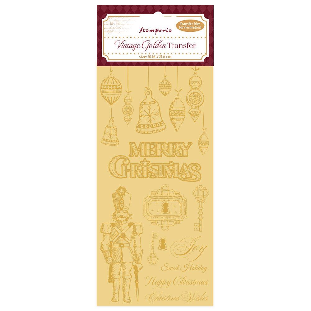 Vintage Golden Transfer Merry Christmas Alice in Christmas