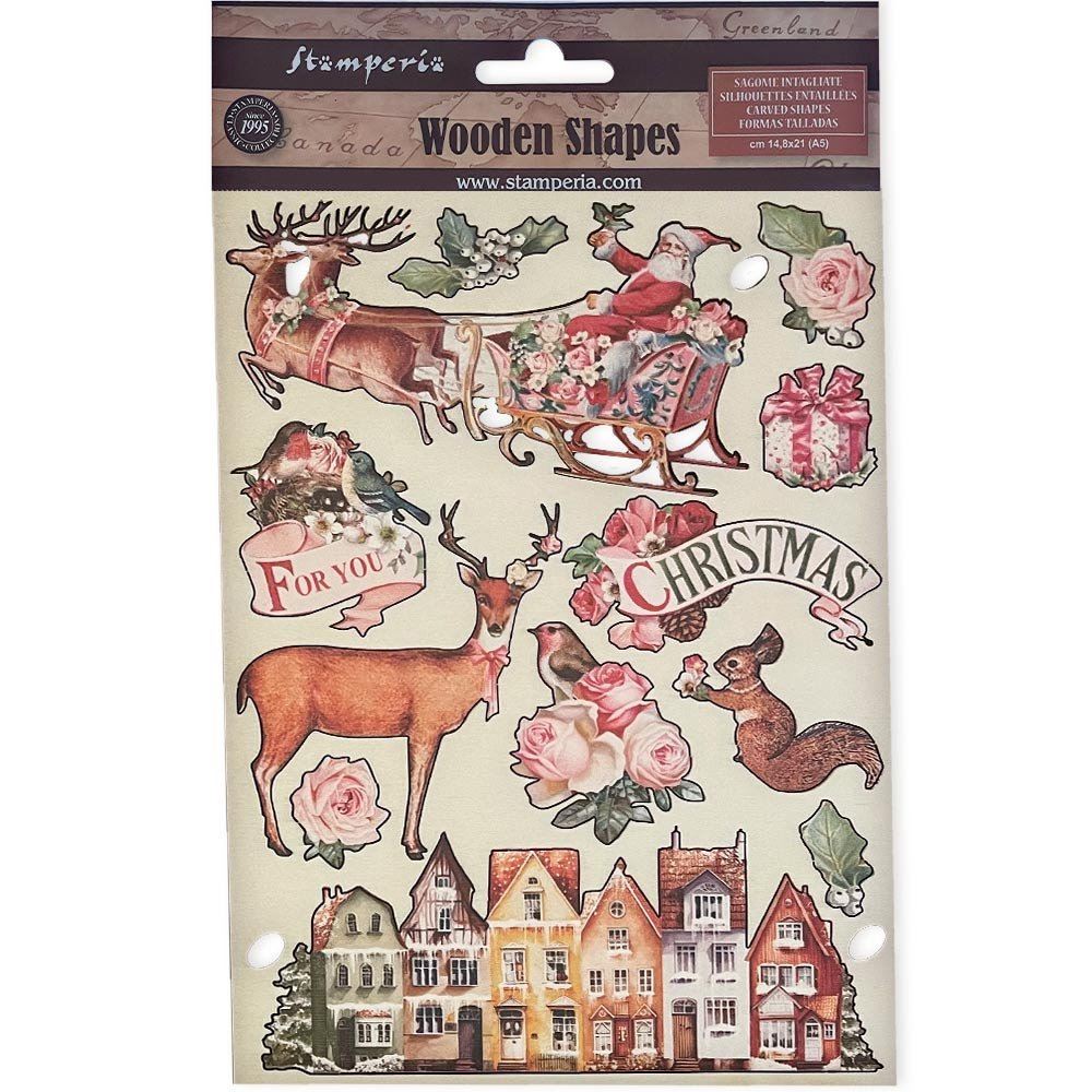 Wooden Shape Colorato Pink Christmas