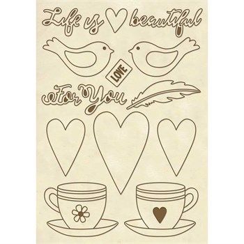 Wooden Shape Life is Beautiful tazzine